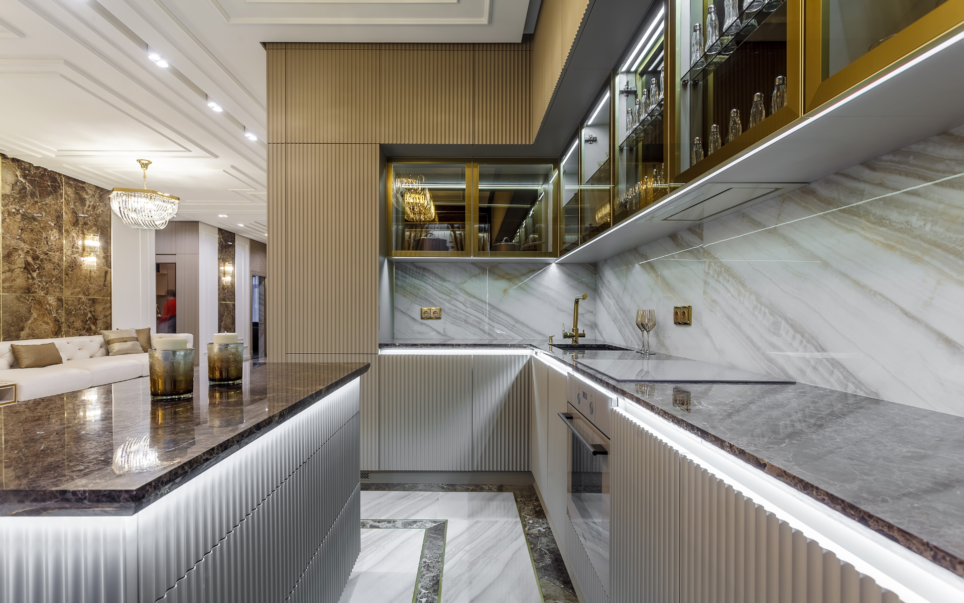 Elegant kitchen with Dark Gray & Black Granite